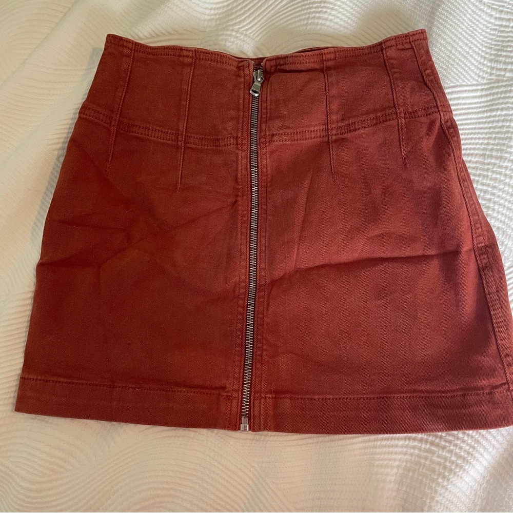 We The Free - Free People Rust Red Zipper Front Skirt